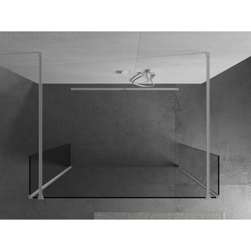 Mexen Kioto paroi de douche autoportante 160 x 30 x 30 cm, transparent, blanc - 800-160-030-222-20-00-030