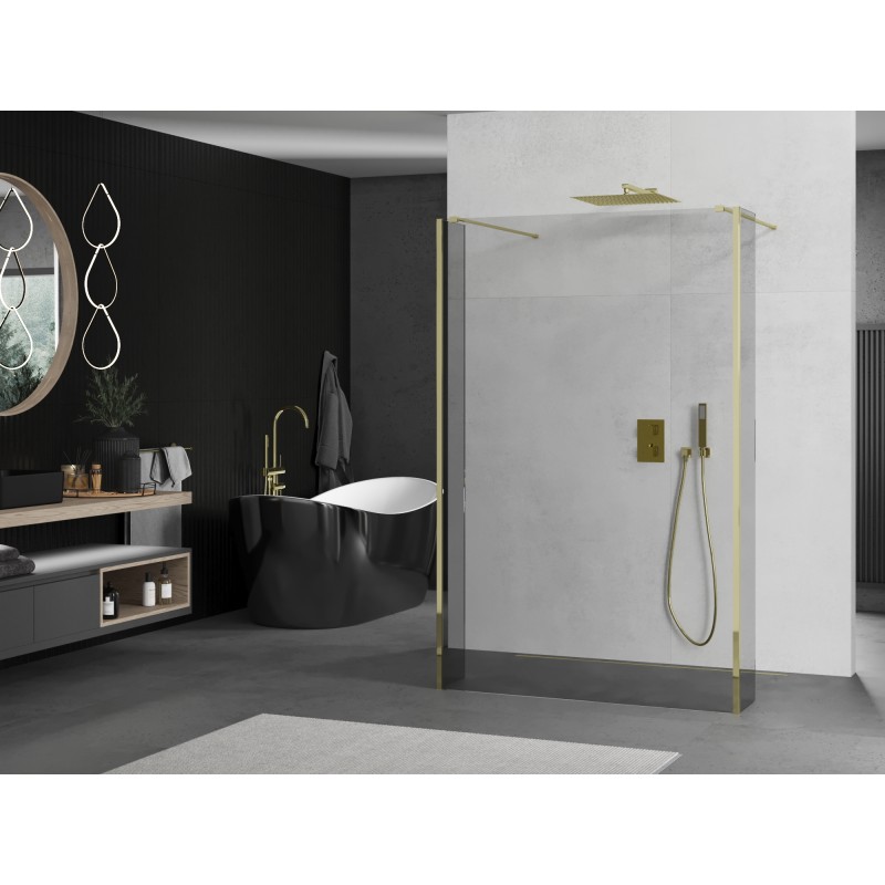 Mexen Kioto paroi de douche autoportante 145 x 30 x 30 cm, transparent, doré - 800-145-030-222-50-00-030