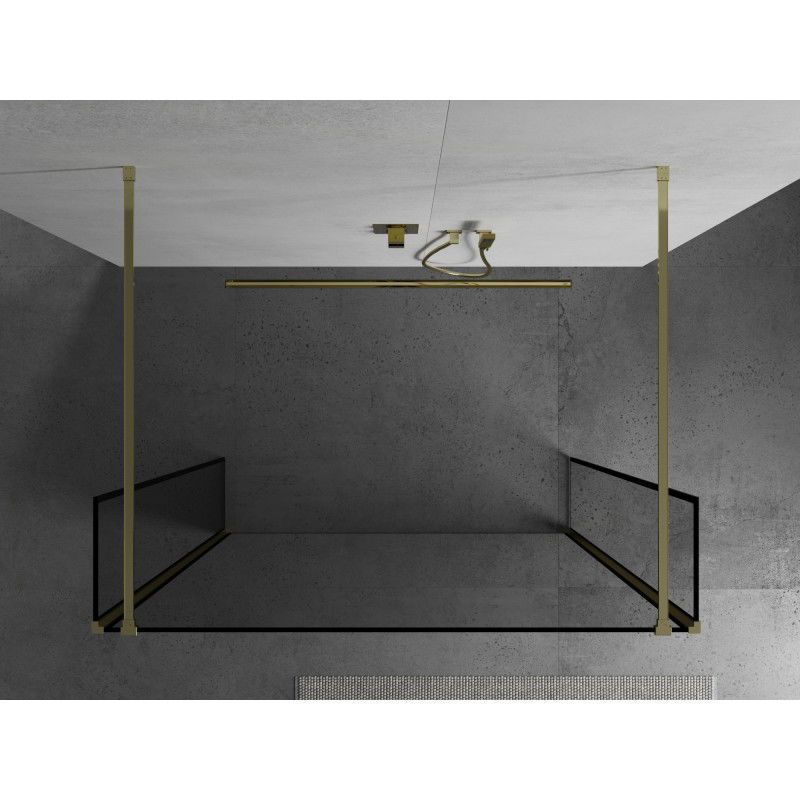 Mexen Kioto paroi de douche autoportante 120 x 30 x 30 cm, cadre noir, doré - 800-120-030-222-50-70-030