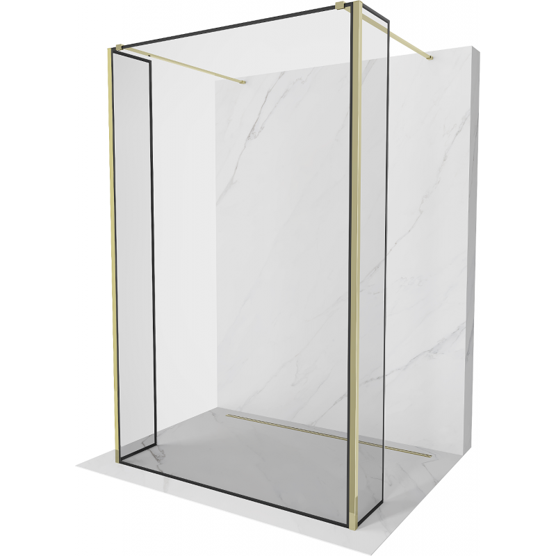Mexen Kioto panneau de douche indépendant 140 x 30 x 30 cm, motif noir, doré - 800-140-030-222-50-70-030