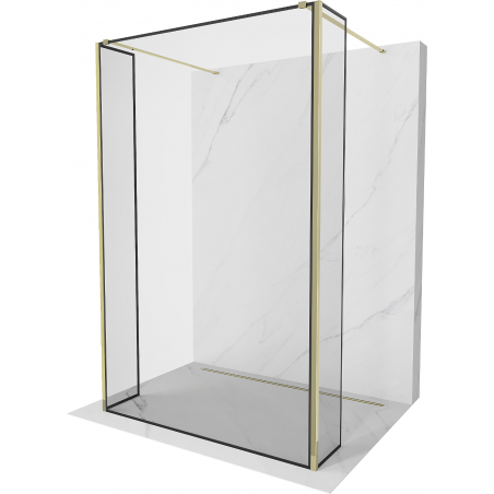 Mexen Kioto panneau de douche indépendant 140 x 30 x 30 cm, motif noir, doré - 800-140-030-222-50-70-030