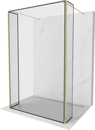 Mexen Kioto paroi de douche autoportante 140 x 30 x 30 cm, cadre noir, doré - 800-140-030-222-50-70-030