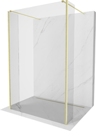 Mexen Kioto paroi de douche autoportante 90 x 30 x 30 cm, transparent, or brossé - 800-090-030-222-55-00-030