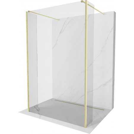 Mexen Kioto paroi de douche autonome 100 x 30 x 30 cm, transparente, dorée brossée - 800-100-030-222-55-00-030