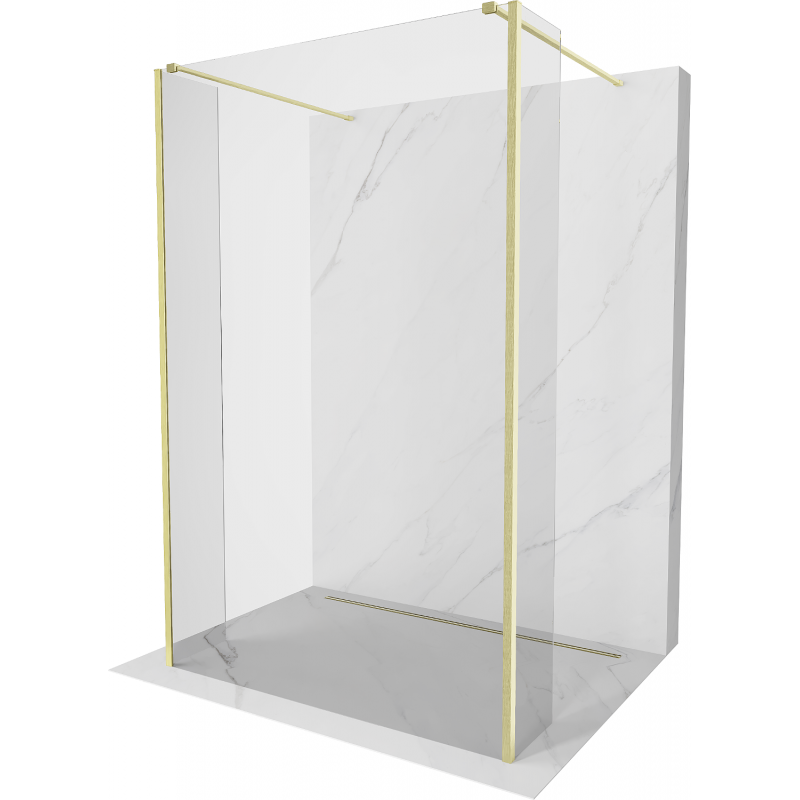 Mexen Kioto paroi de douche autonome 120 x 30 x 30 cm, transparent, en laiton brossé - 800-120-030-222-55-00-030