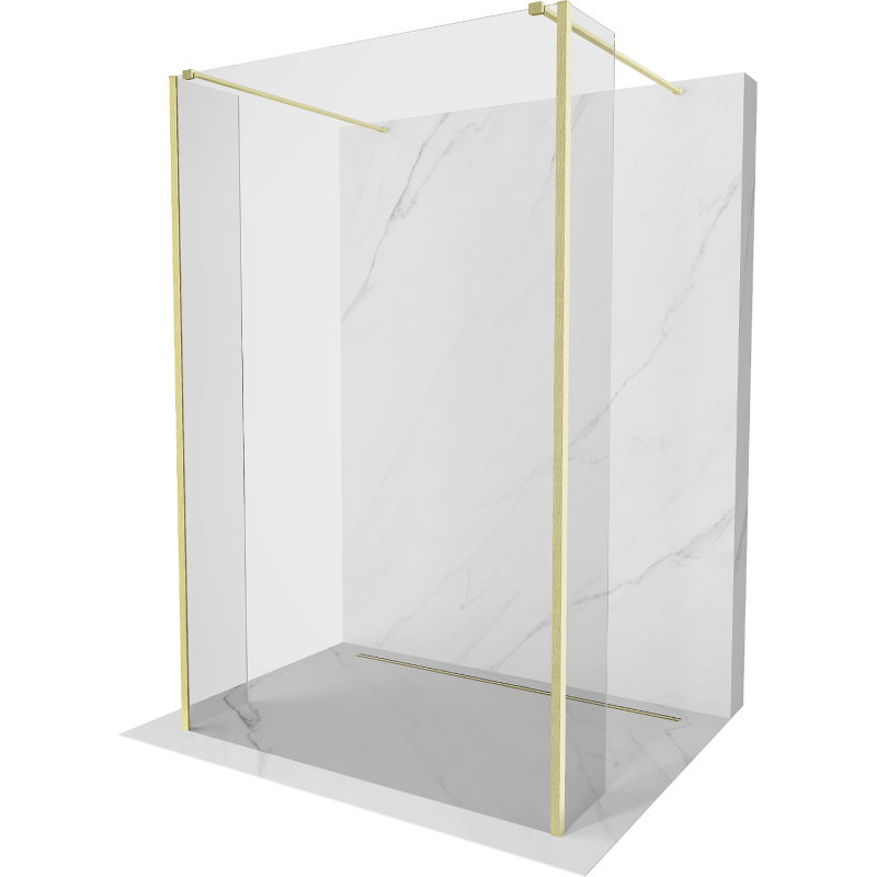 Mexen Kioto paroi de douche autoportante 155 x 30 x 30 cm, transparent, finition dorée brossée - 800-155-030-222-55-00-030