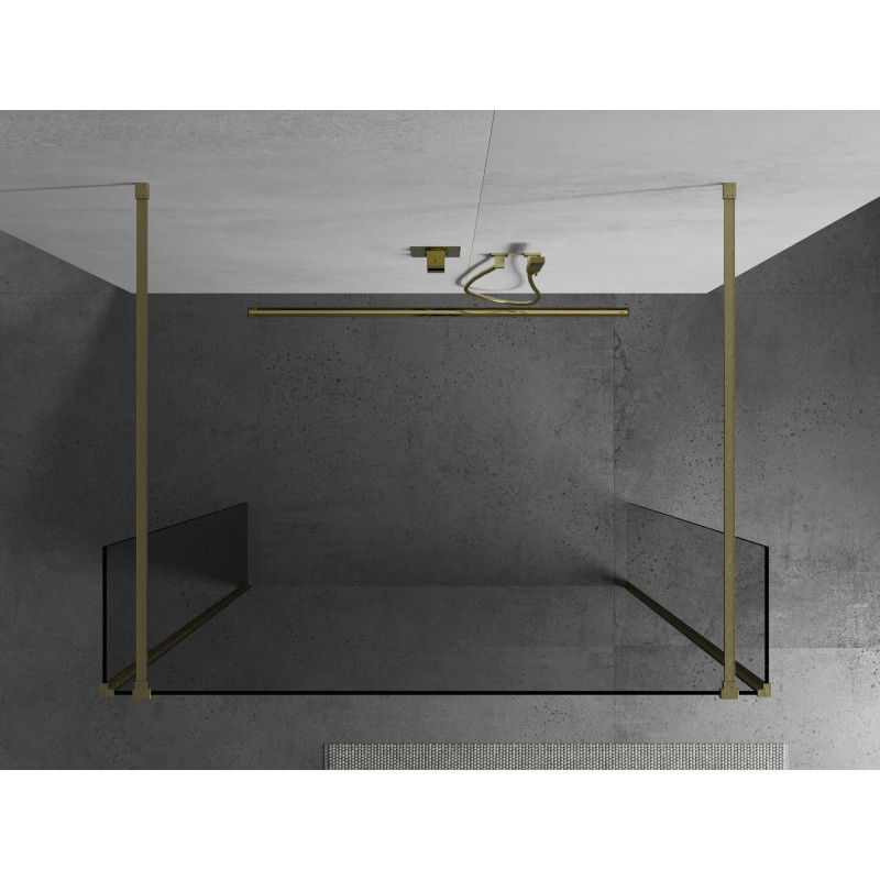 Mexen Kioto Paroi de douche autoportante 180 x 30 x 30 cm, transparente, or brossé - 800-180-030-222-55-00-030