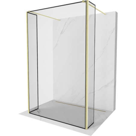 Mexen Kioto paroi de douche autonome 120 x 30 x 30 cm, motif noir, finition dorée brossée - 800-120-030-222-55-70-030