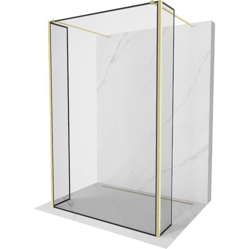 Mexen Kioto paroi de douche libre 150 x 30 x 30 cm, motif noir, finition dorée - 800-150-030-222-55-70-030
