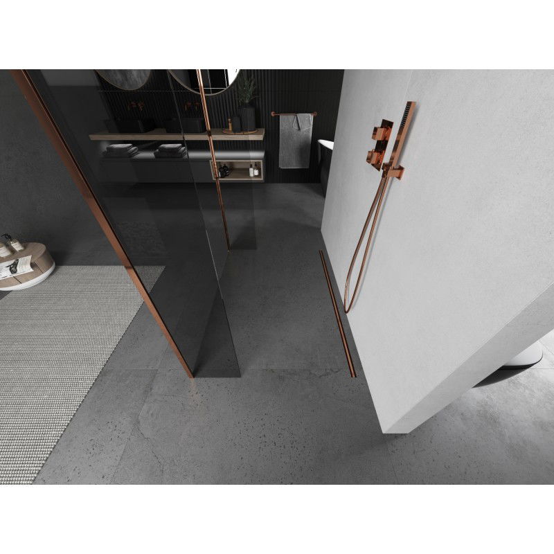 Mexen Kioto paroi de douche autonome 90 x 30 x 30 cm, transparent, or rose - 800-090-030-222-60-00-030