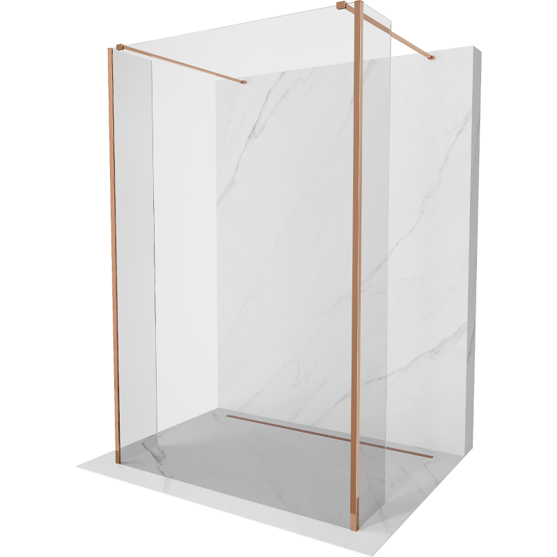Mexen Kioto paroi de douche autoportante 140 x 30 x 30 cm, transparent, or rose - 800-140-030-222-60-00-030