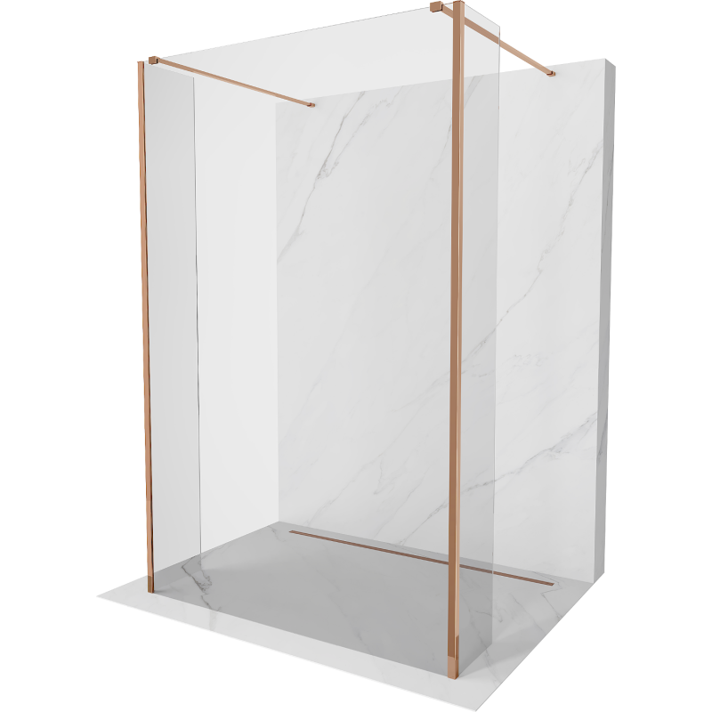 Mexen Kioto paroi de douche autoportante 160 x 30 x 30 cm, transparent, or rose - 800-160-030-222-60-00-030