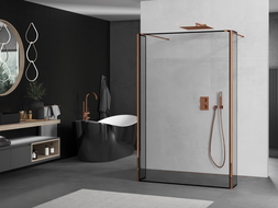 Mexen Kioto paroi de douche autonome 100 x 30 x 30 cm, motif noir, or rose - 800-100-030-222-60-70-030