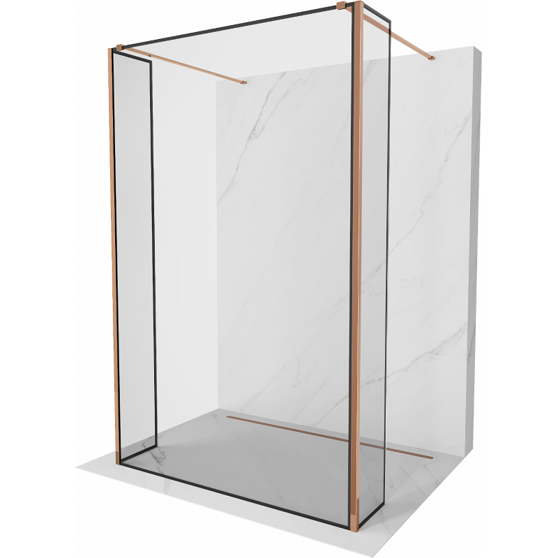 Mexen Kioto paroi de douche autonome 100 x 30 x 30 cm, motif noir, or rose - 800-100-030-222-60-70-030
