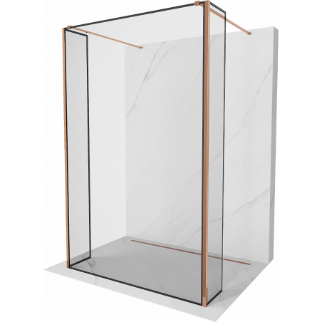 Mexen Kioto paroi de douche autonome 100 x 30 x 30 cm, motif noir, or rose - 800-100-030-222-60-70-030