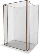 Mexen Kioto paroi de douche autoportante 140 x 30 x 30 cm, cadre noir, or rose - 800-140-030-222-60-70-030