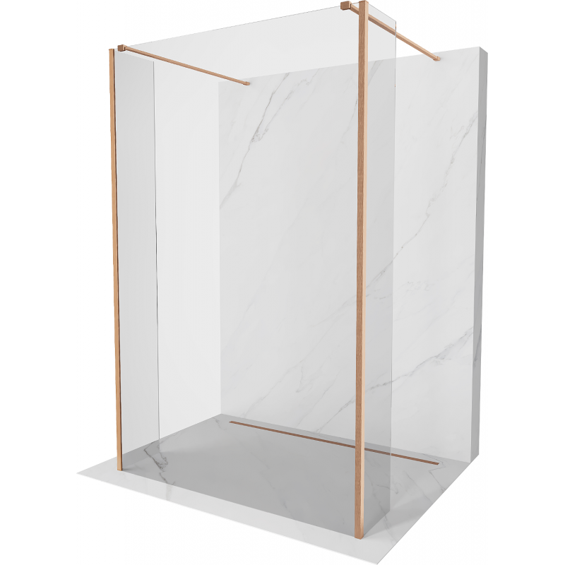 Mexen Kioto paroi de douche autoportante 95 x 30 x 30 cm, transparent, cuivre brossé - 800-095-030-222-65-00-030