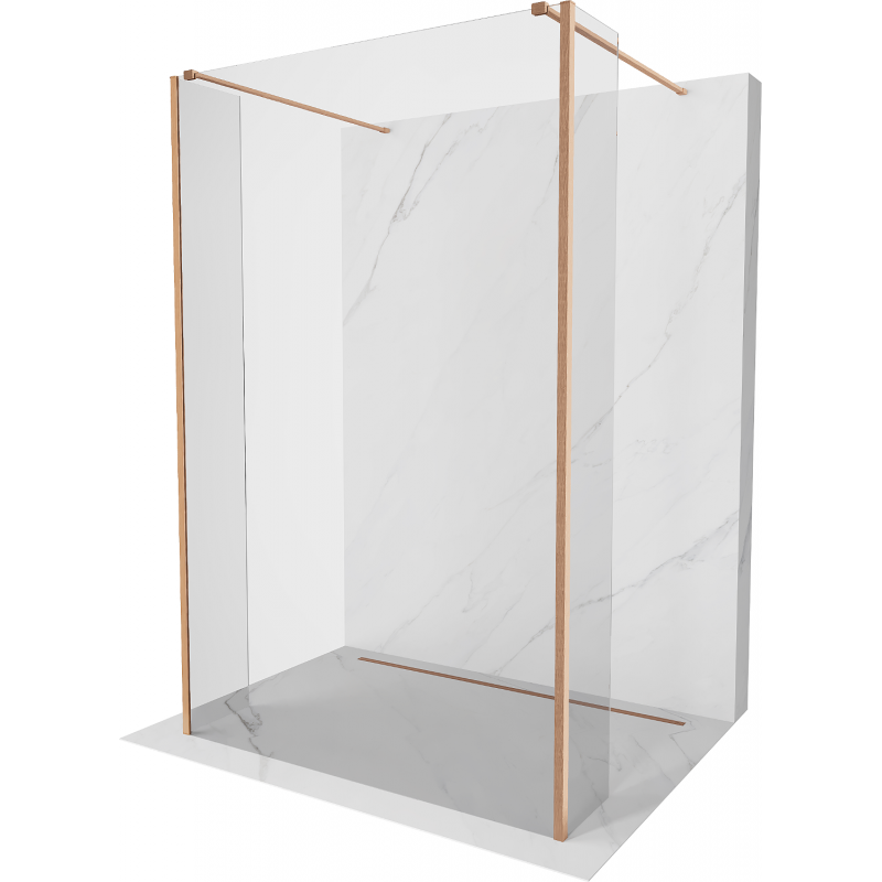 Mexen Kioto paroi de douche autoportante 155 x 30 x 30 cm, transparent, cuivre brossé - 800-155-030-222-65-00-030