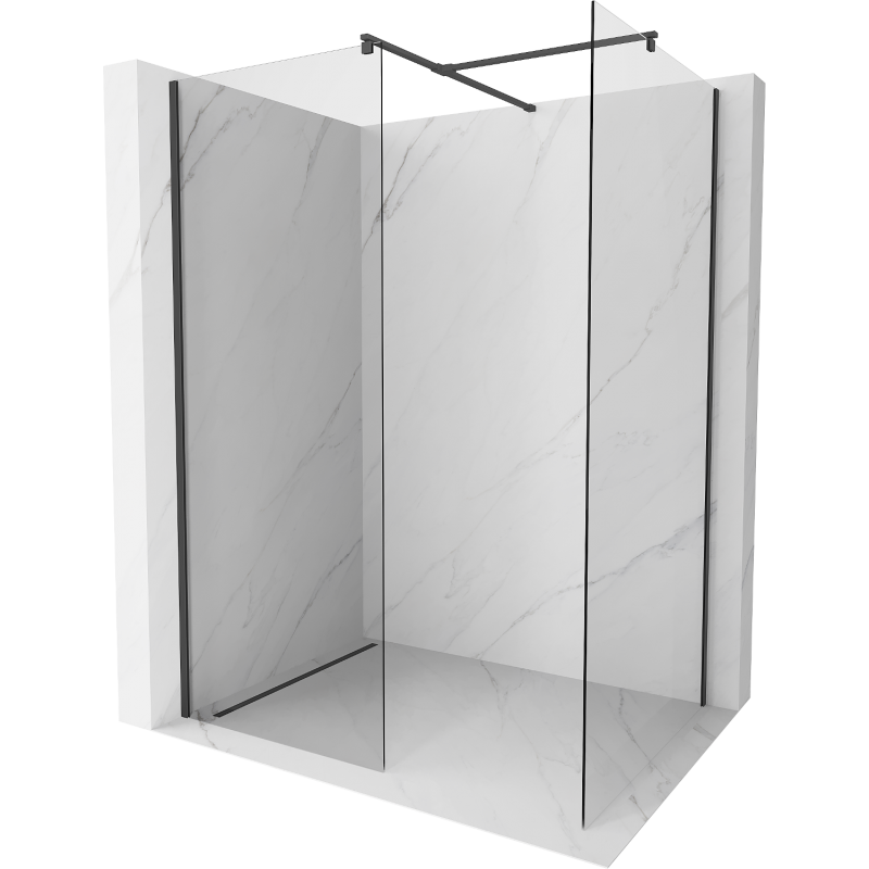 Mexen Kioto paroi de douche Walk-in 155 x 70 cm, transparente, noire - 800-155-202-70-00-070