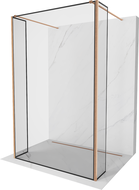 Mexen Kioto paroi de douche autoportante 90 x 30 x 30 cm, cadre noir, cuivre brossé - 800-090-030-222-65-70-030