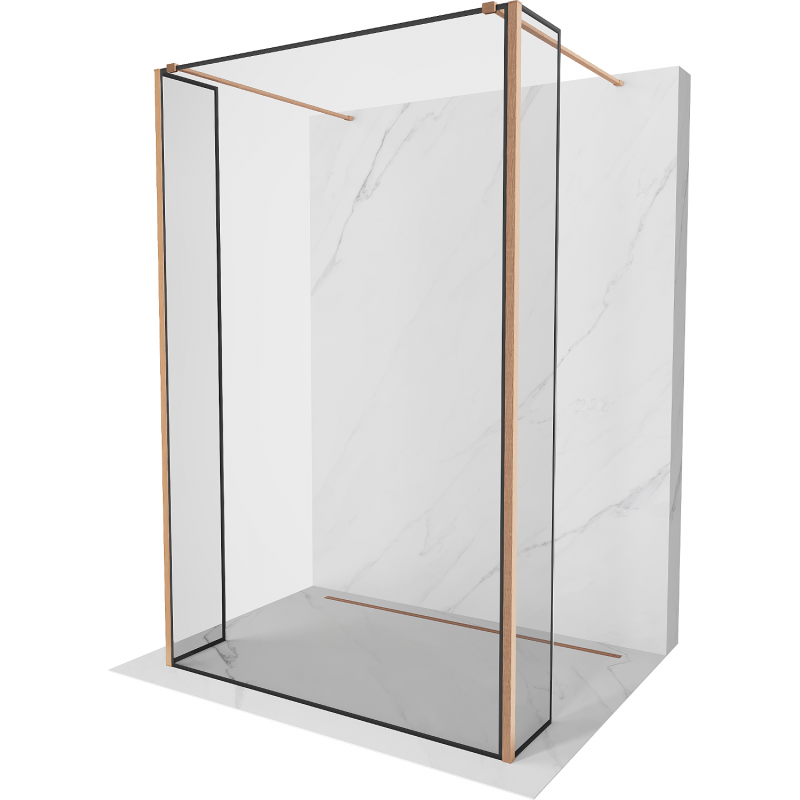 Kioto paroi de douche autonome 110 x 30 x 30 cm, motif noir, laiton brossé - 800-110-030-222-65-70-030