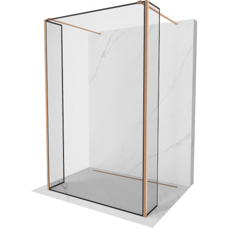 Kioto paroi de douche autonome 110 x 30 x 30 cm, motif noir, laiton brossé - 800-110-030-222-65-70-030