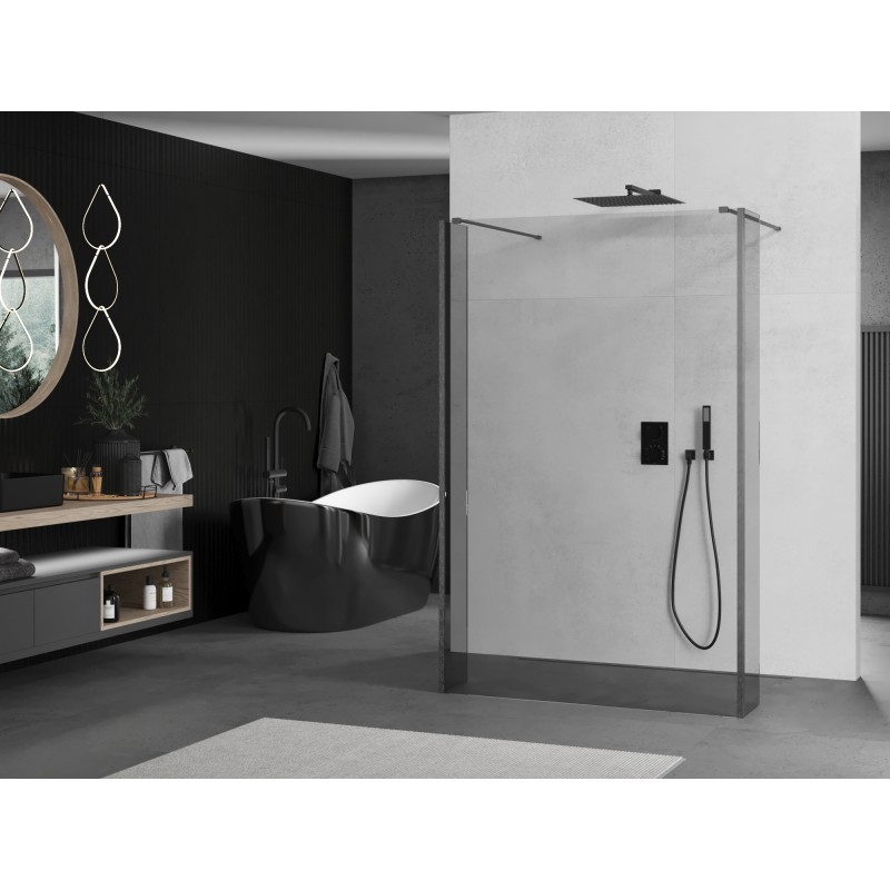 Mexen Kioto paroi de douche autoportante 120 x 30 x 30 cm, transparent, gris canon brossé - 800-120-030-222-66-00-030