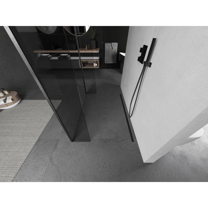 Mexen Kioto paroi de douche autoportante 140 x 30 x 30 cm, transparent, gris canon brossé - 800-140-030-222-66-00-030