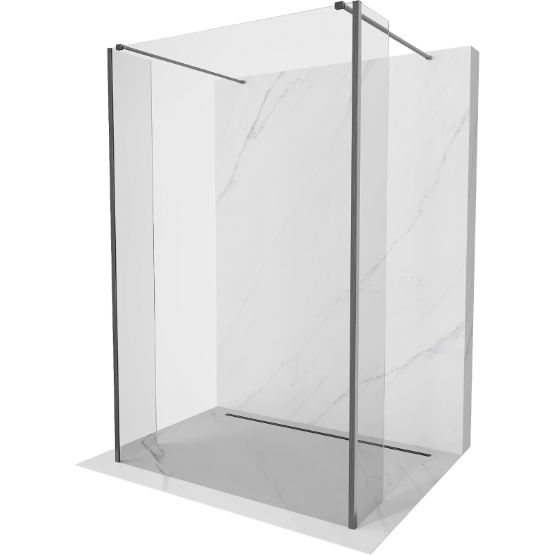 Mexen Kioto paroi de douche autoportante 145 x 30 x 30 cm, transparent, gris armé brossé - 800-145-030-222-66-00-030