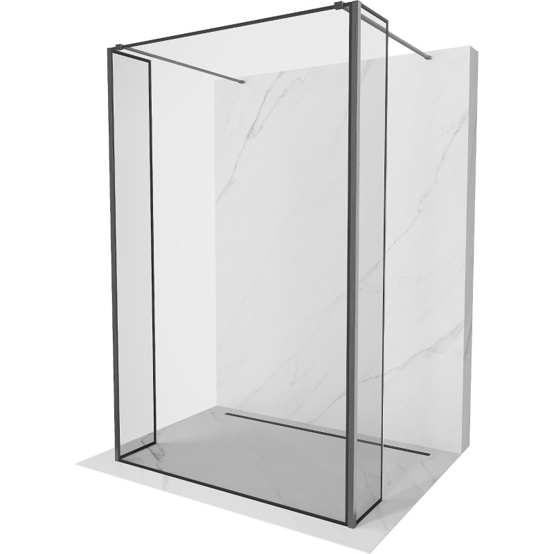 Mexen Kioto paroi de douche autoportante 140 x 30 x 30 cm, cadre noir, gun gray brossé - 800-140-030-222-66-70-030