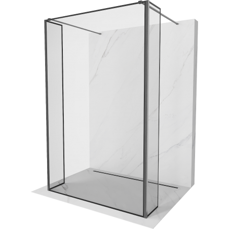 Mexen Kioto paroi de douche autoportante 140 x 30 x 30 cm, cadre noir, gun gray brossé - 800-140-030-222-66-70-030
