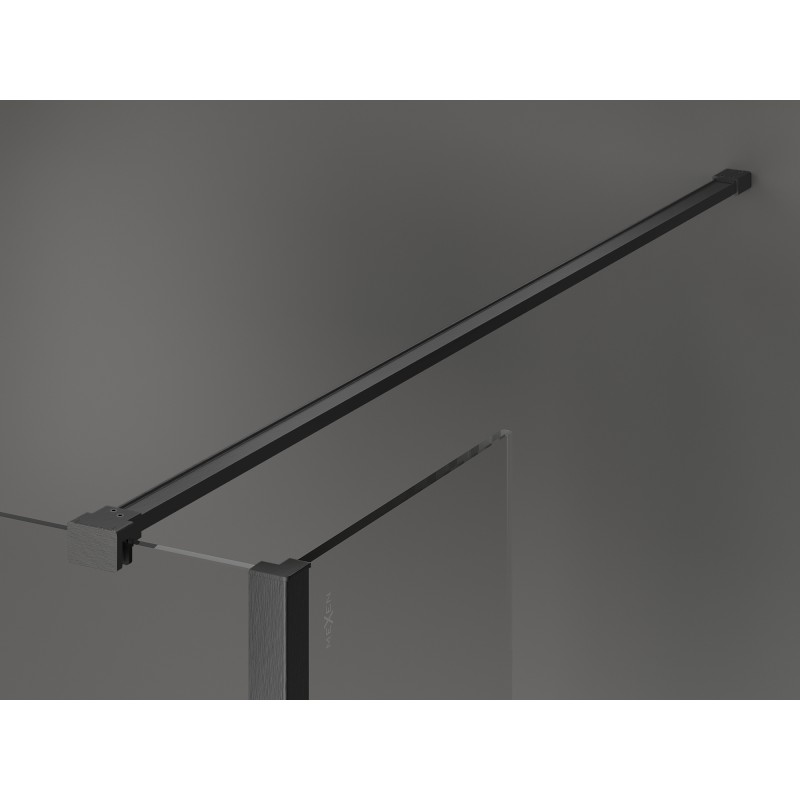 Mexen Kioto paroi de douche autoportante 130 x 30 x 30 cm, cadre noir, gris canon brossé - 800-130-030-222-66-70-030