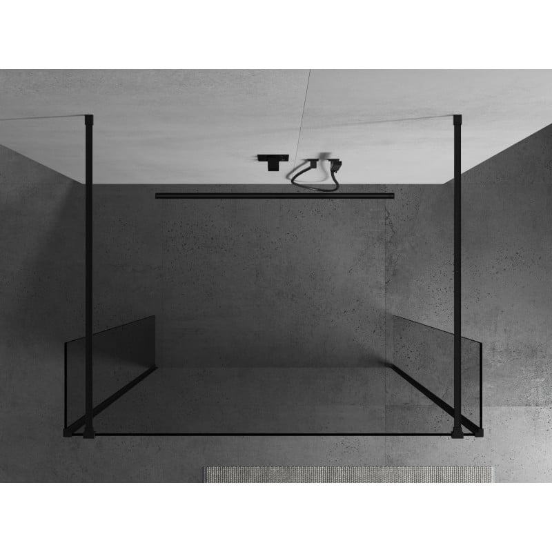 Mexen Kioto paroi de douche autoportante 135 x 30 x 30 cm, transparent, noir - 800-135-030-222-70-00-030