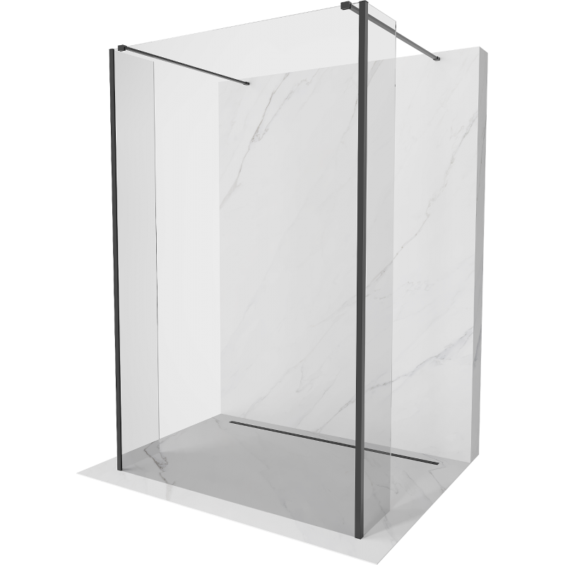 Mexen Kioto paroi de douche autoportante 150 x 30 x 30 cm, transparente, noire - 800-150-030-222-70-00-030