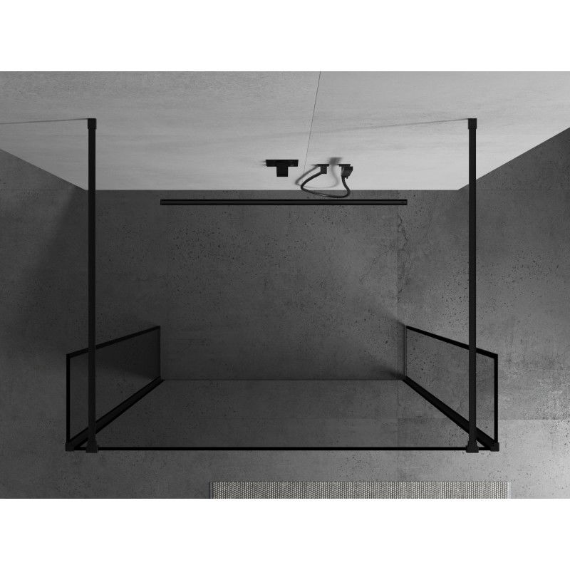 Mexen Kioto paroi de douche autoportante 90 x 30 x 30 cm, cadre noir, noir - 800-090-030-222-70-70-030