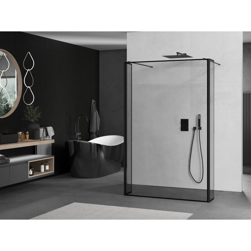Mexen Kioto paroi de douche autoportante 120 x 30 x 30 cm, cadre noir, noir - 800-120-030-222-70-70-030