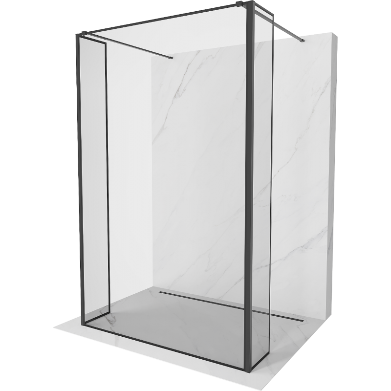 Mexen Kioto paroi de douche autonome 140 x 30 x 30 cm, motif noir, noir - 800-140-030-222-70-70-030