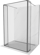Mexen Kioto paroi de douche autoportante 90 x 30 x 30 cm, cadre noir, métal pistolet - 800-090-030-222-95-70-030