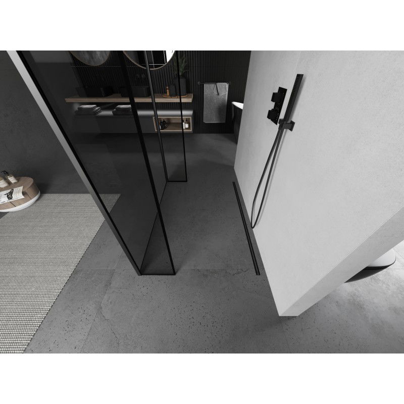 Mexen Kioto paroi de douche autoportante 120 x 30 x 30 cm, cadre noir, gun metal - 800-120-030-222-95-70-030