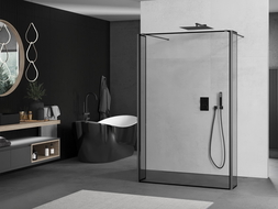 Mexen Kioto paroi de douche autonome 90 x 30 x 30 cm, motif noir, gun metal - 800-090-030-222-95-70-030
