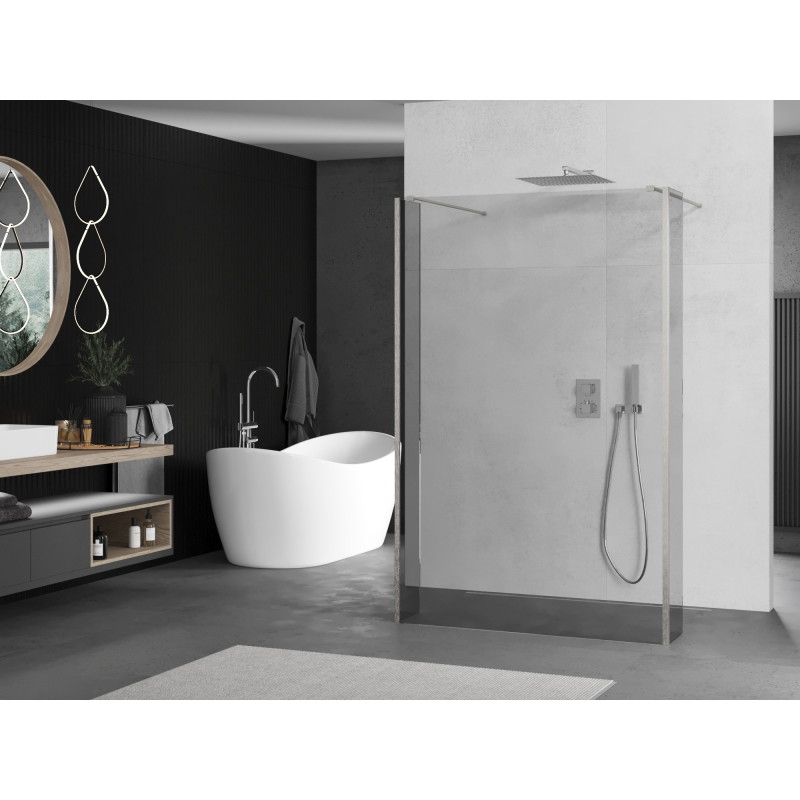 Mexen Kioto Paroi de douche autoportante 95 x 30 x 30 cm, transparente, nickel brossé - 800-095-030-222-97-00-030