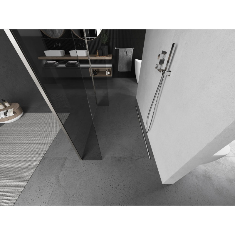 Mexen Kioto Paroi de douche autoportante 95 x 30 x 30 cm, transparente, nickel brossé - 800-095-030-222-97-00-030