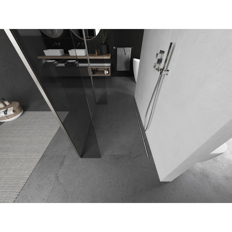 Mexen Kioto paroi de douche autoportante 120 x 30 x 30 cm, transparent, nickel brossé - 800-120-030-222-97-00-030