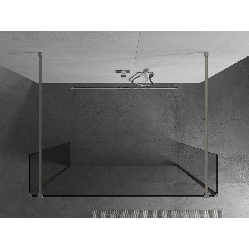 Mexen Kioto paroi de douche autoportante 160 x 30 x 30 cm, transparente, nickel brossé - 800-160-030-222-97-00-030