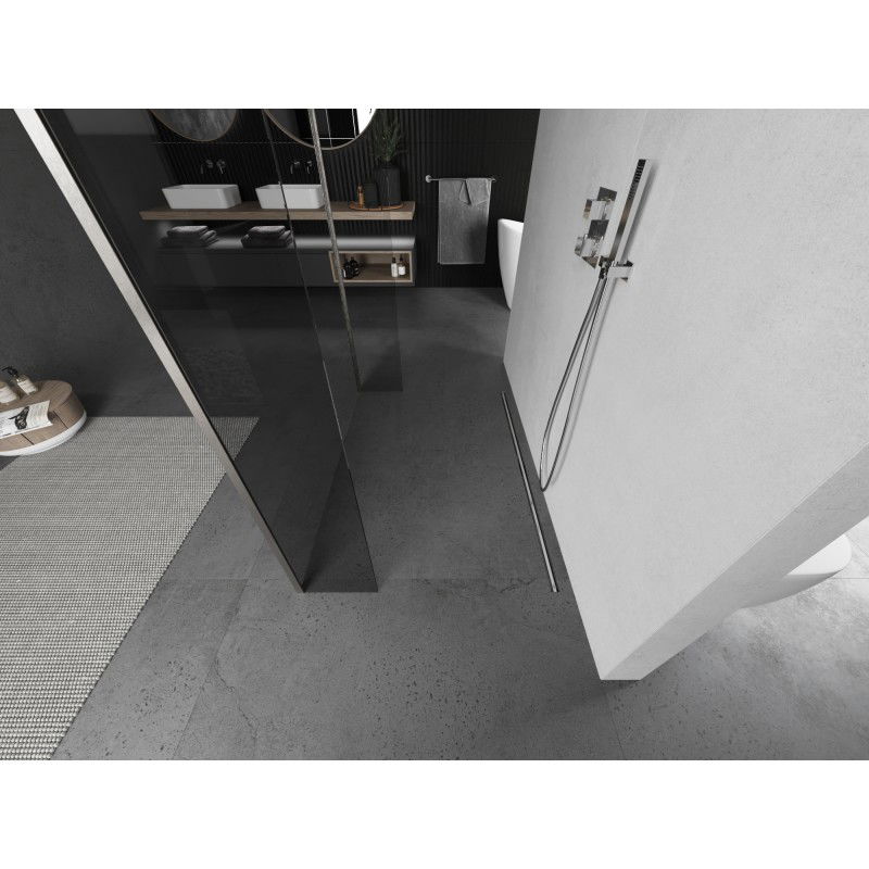 Mexen Kioto paroi de douche autoportante 180 x 30 x 30 cm, transparent, nickel brossé - 800-180-030-222-97-00-030