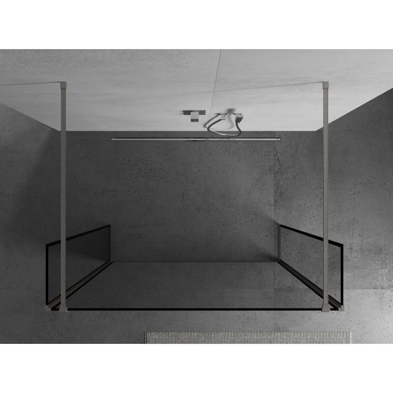 Mexen Kioto paroi de douche autoportante 100 x 30 x 30 cm, cadre noir, nickel brossé - 800-100-030-222-97-70-030
