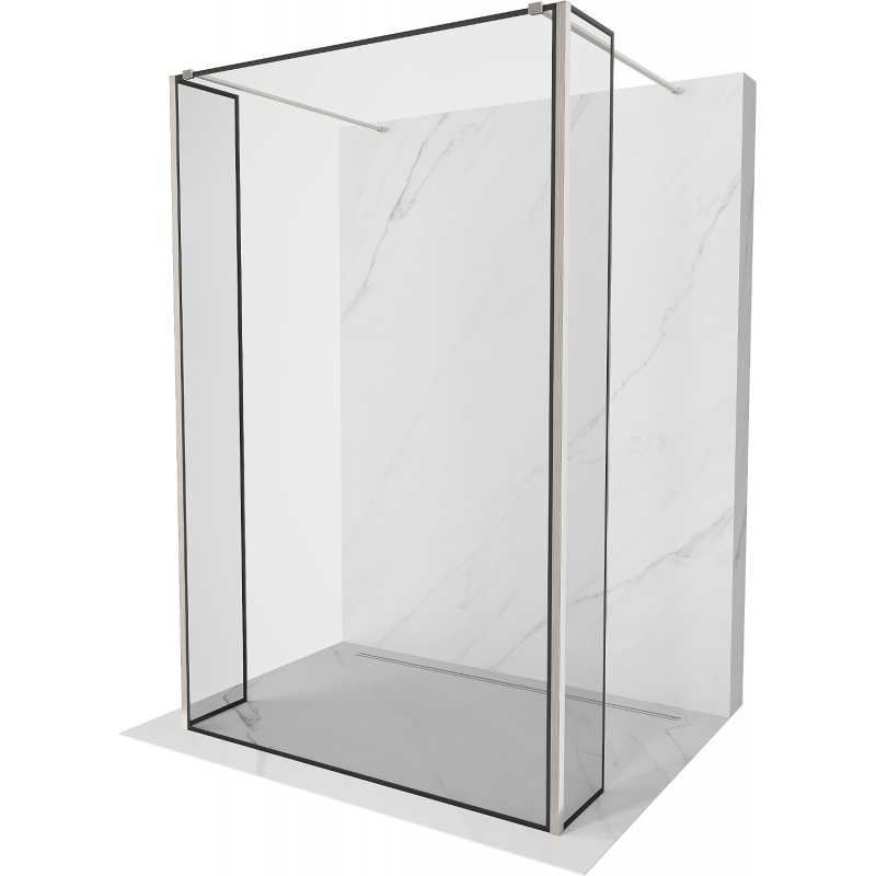 Mexen Kioto paroi de douche autonome 130 x 30 x 30 cm, motif noir, nickel brossé - 800-130-030-222-97-70-030