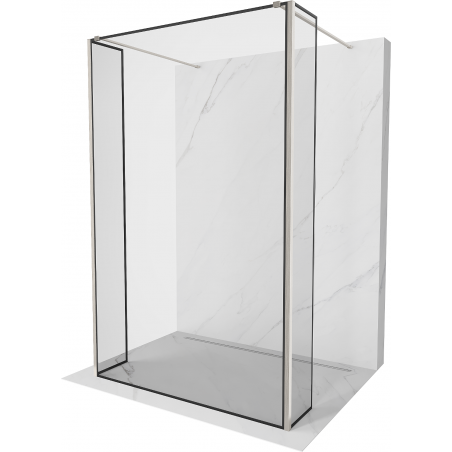 Mexen Kioto paroi de douche autoportante 160 x 30 x 30 cm, motif noir, nickel brossé - 800-160-030-222-97-70-030