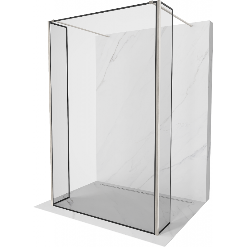 Mexen Kioto paroi de douche libre 90 x 30 x 30 cm, motif noir, nickel brossé - 800-090-030-222-97-70-030