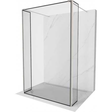 Mexen Kioto paroi de douche libre 90 x 30 x 30 cm, motif noir, nickel brossé - 800-090-030-222-97-70-030